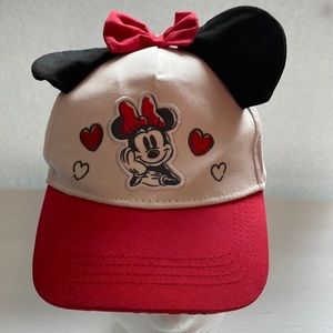 Minnie Mouse rare white & red 3d ears baseball hat cap 4 - 8 years Velcro strap